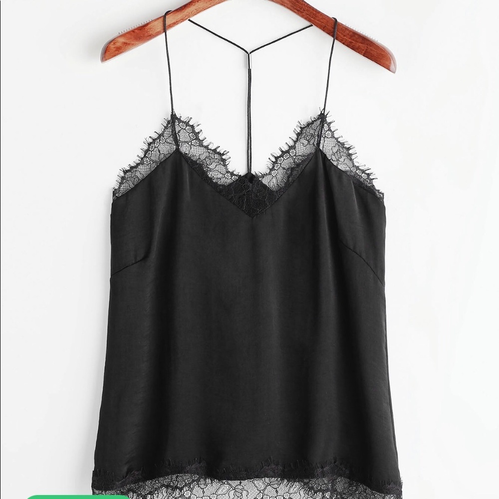Black sheer/lace cami top